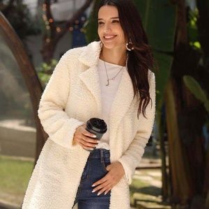 Brand New Cream Open Front Shearling Outerwear